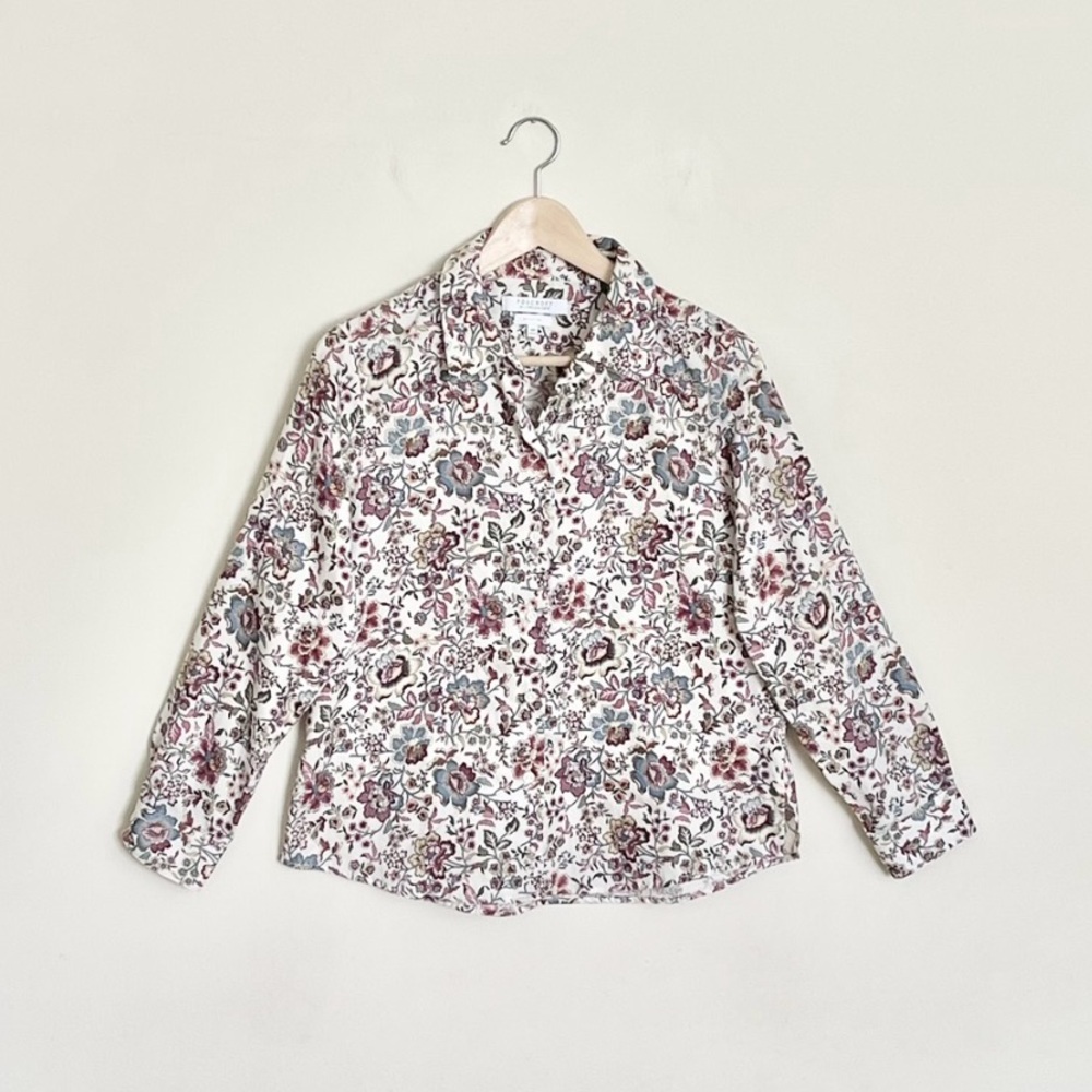 NEW Foxcroft for Appleseeds Floral Pattern Blouse Button Down Shirt Women’s 10P